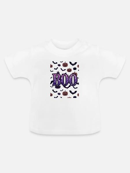 Boo Glitter Halloween-Nacht - Baby Bio-T-Shirt mit Rundhals - Weiß
