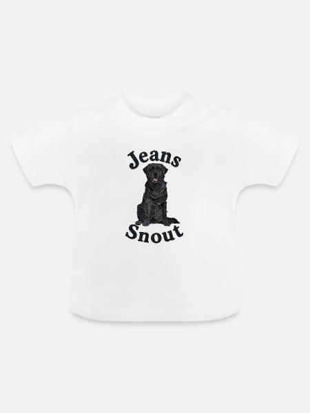 Schwarzer Labrador Retriever im Jeansflicken-Stil - Baby Bio-T-Shirt mit Rundhals - Weiß