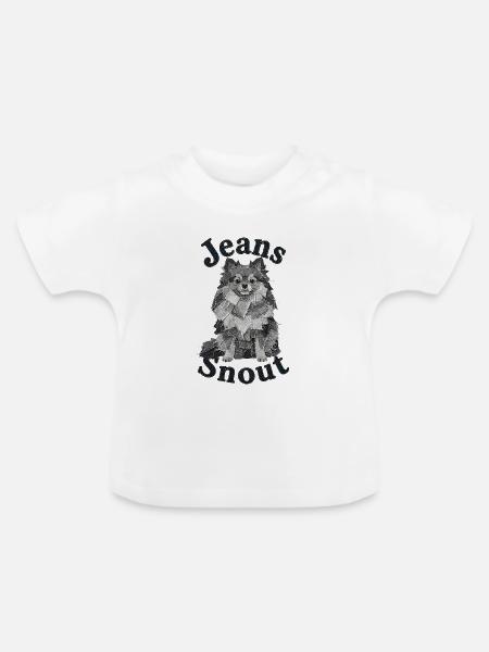 Grauer Spitz im Jeansflicken-Stil - Baby Bio-T-Shirt mit Rundhals - Weiß