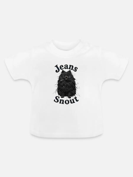 Schwarzer Spitz im Jeansflicken-Stil - Baby Bio-T-Shirt mit Rundhals - Weiß
