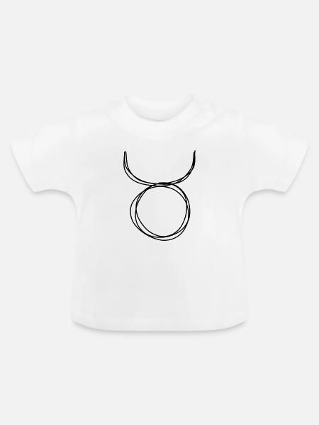 Sternzeichen Stier handgezeichnet - Baby Bio-T-Shirt mit Rundhals - Weiß