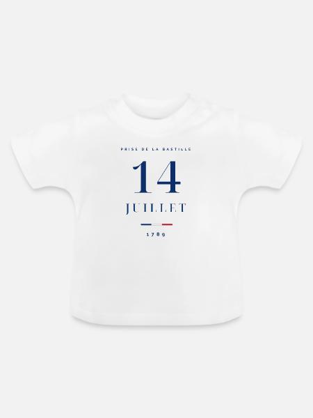 14 Juillet France Logo - Baby Bio-T-Shirt mit Rundhals - Weiß