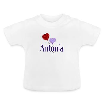 Antonia blau - Baby Bio-T-Shirt mit Rundhals - Weiß - Vorne