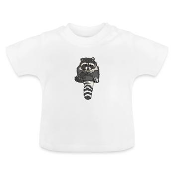 mampfender pummeliger Waschbaer - Baby Bio-T-Shirt mit Rundhals - Weiß - Vorne