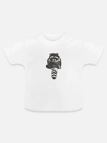 mampfender pummeliger Waschbaer - Baby Bio-T-Shirt mit Rundhals - Weiß