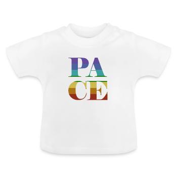 Pace in big colorful letters - Baby Organic T-Shirt with Round Neck - white - Front