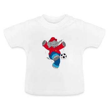 Benjamin Blümchen spielt Fußball - Baby Bio-T-Shirt mit Rundhals - Weiß - Vorne