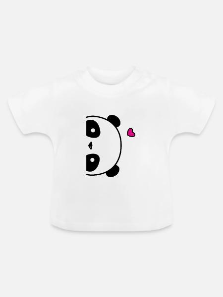 Süßes Panda Poster mit Herz - Baby Bio-T-Shirt mit Rundhals - Weiß