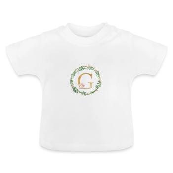 Customizable Monogram G - Baby Organic T-Shirt with Round Neck - white - Front