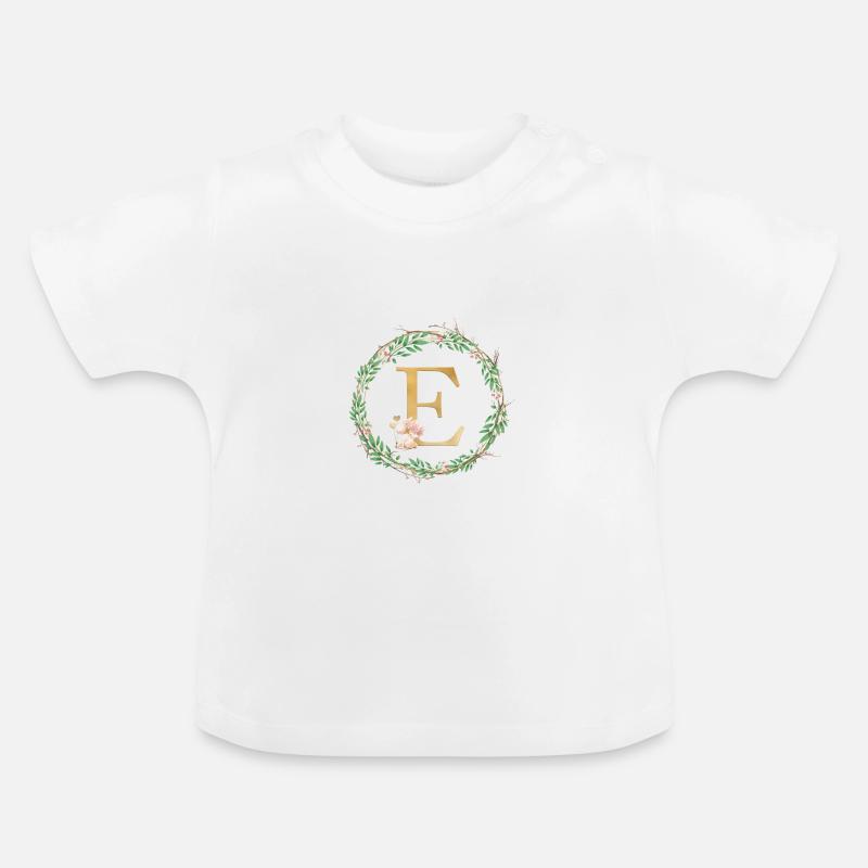 Personalisierbar Monogramm E - Baby Bio-T-Shirt mit Rundhals - Weiß