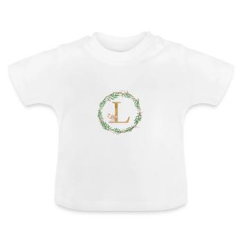 Personalisierbar Monogramm L - Baby Bio-T-Shirt mit Rundhals - Weiß - Vorne