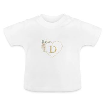 Personalisierbares Herzchen Monogramm D - Baby Bio-T-Shirt mit Rundhals - Weiß - Vorne