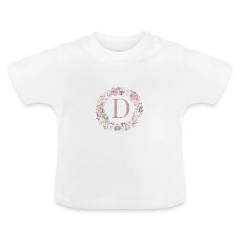 Couronne Monogramme D personnalisable - T-shirt bio col rond Bébé - blanc - Devant