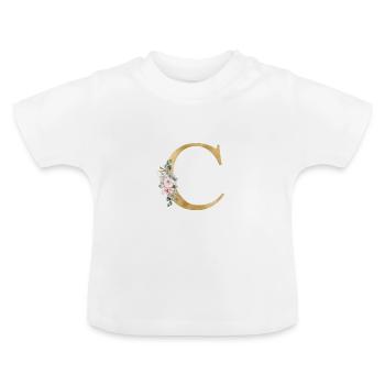 C Monogramme Floral personnalisable - T-shirt bio col rond Bébé - blanc - Devant