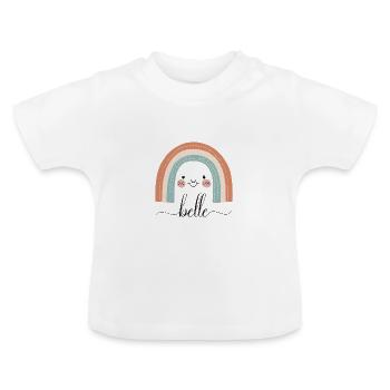 Belle! Regenbogen, personalisierbar - Baby Bio-T-Shirt mit Rundhals - Weiß - Vorne