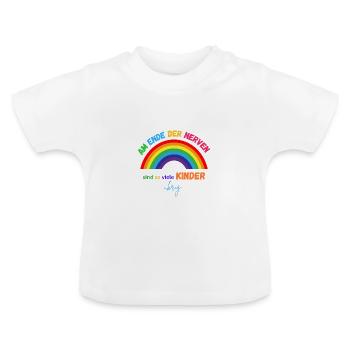 Am Ende der Nerven sind so viele Kinder übrig - Baby Bio-T-Shirt mit Rundhals - Weiß - Vorne
