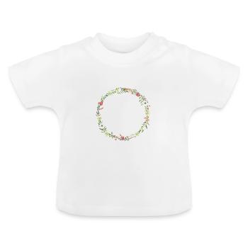 Couronne de fleurs des champs boho personnalisable - T-shirt bio col rond Bébé - blanc - Devant