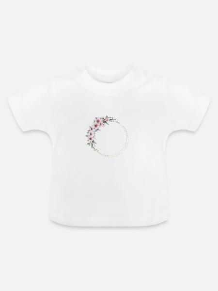 Modern Floral Wreath - Baby Organic T-Shirt with Round Neck - white