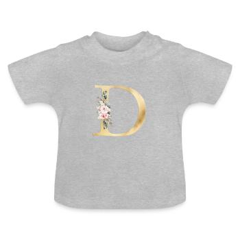 D Monogramme Floral personnalisable - T-shirt bio col rond Bébé - gris chiné - Devant