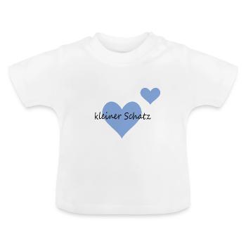 Kleiner Schatz blau - Baby Bio-T-Shirt mit Rundhals - Weiß - Vorne
