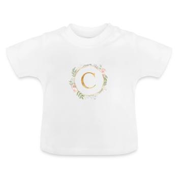 Monogramme C Floral personnalisable - T-shirt bio col rond Bébé - blanc - Devant