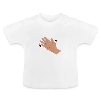 Le signe de la main dans la couleur, idée de cadeau pour dire au revoir - T-shirt bio col rond Bébé - blanc - Devant