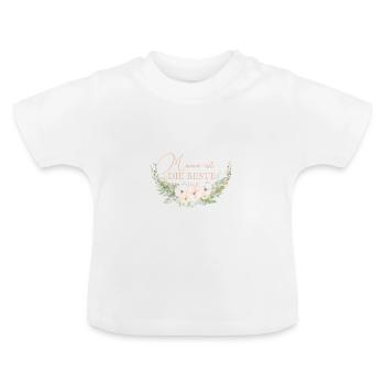 Mama ist die Beste personalisierbar - Baby Bio-T-Shirt mit Rundhals - Weiß - Vorne