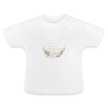 Oma ist die Beste personalisierbar - Baby Bio-T-Shirt mit Rundhals - Weiß - Vorne