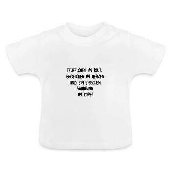 Spruch Teufelchen im Blut in schwarz - Baby Bio-T-Shirt mit Rundhals - Weiß - Vorne