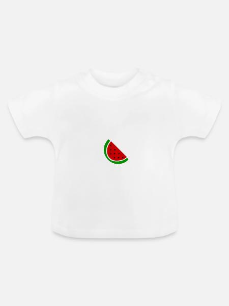 Wassermelone - Baby Bio-T-Shirt mit Rundhals - Weiß