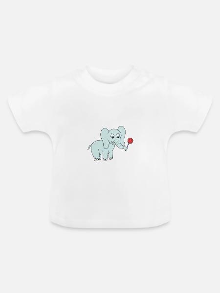 Elephant - Baby Bio-T-Shirt mit Rundhals - Weiß