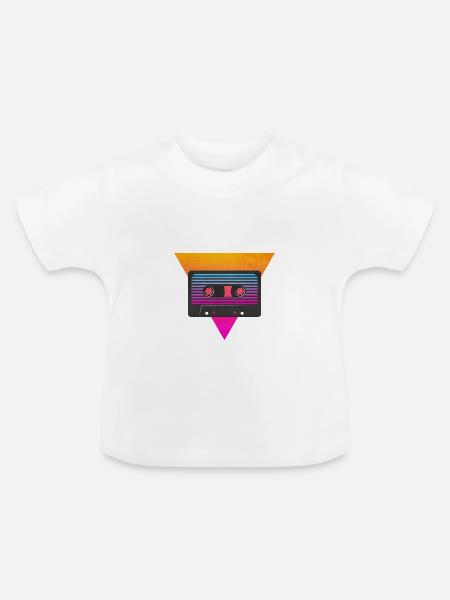 80's Kassette - Baby Bio-T-Shirt mit Rundhals - Weiß