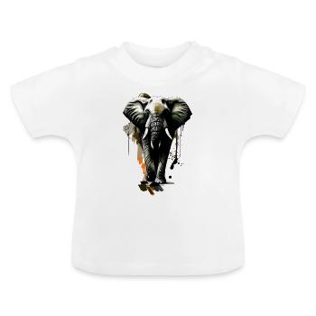 Elephant savannah africa - Baby Organic T-Shirt with Round Neck - white - Front