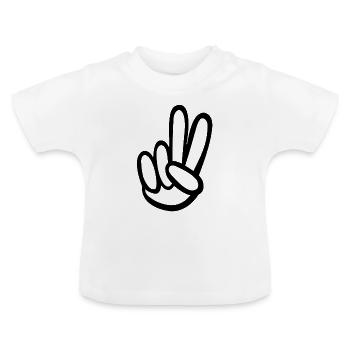 Peace black handzeichen worldwide - Baby Bio-T-Shirt mit Rundhals - Weiß - Vorne