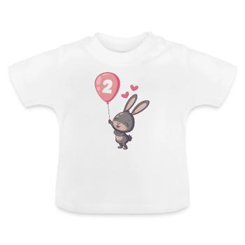 Bunny 2e anniversaire ballon coeurs - T-shirt bio col rond Bébé - blanc - Devant