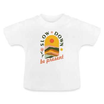 Plus lentement - T-shirt bio col rond Bébé - blanc - Devant