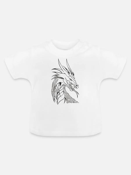 Drachenkopf - Baby Bio-T-Shirt mit Rundhals - Weiß