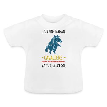 Maman cavalière trop cool - T-shirt bio col rond Bébé - blanc - Devant