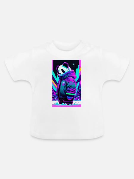 Panda casual - Baby Bio-T-Shirt mit Rundhals - Weiß