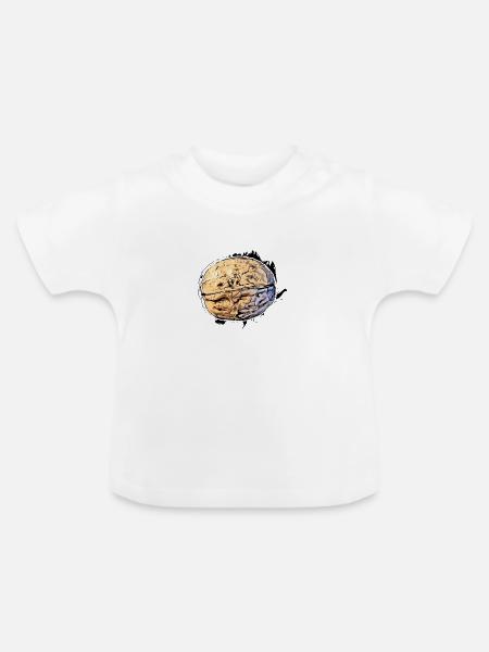 Walnuss - Baby Bio-T-Shirt mit Rundhals - Weiß