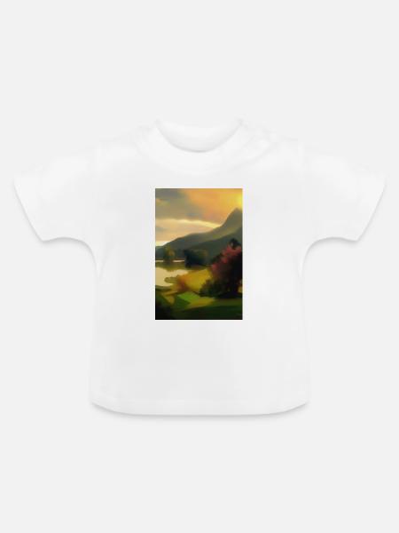 Landschaft mit See und Berge - Baby Bio-T-Shirt mit Rundhals - Weiß