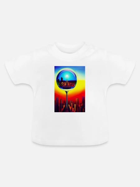 Stadt Kugel - Baby Bio-T-Shirt mit Rundhals - Weiß