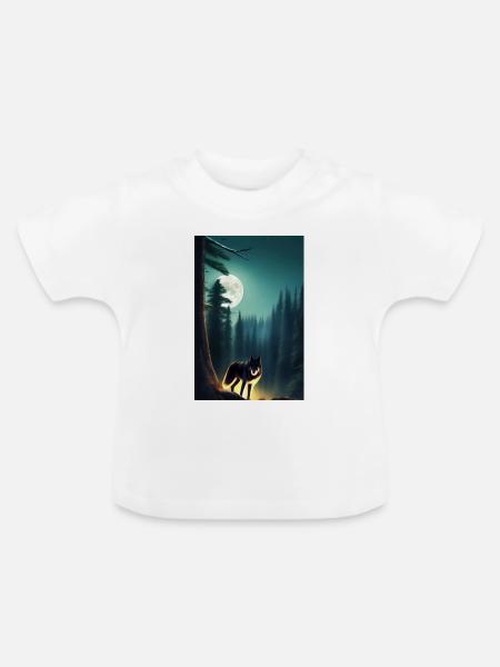 Wolf und Mond - Baby Bio-T-Shirt mit Rundhals - Weiß