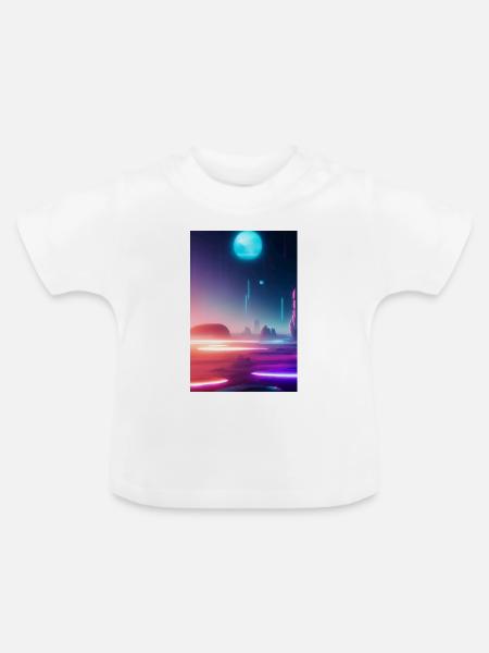 Futuristisches Weltall - Baby Bio-T-Shirt mit Rundhals - Weiß