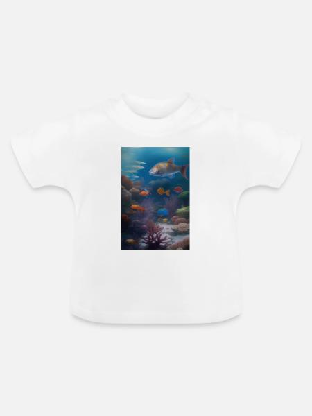 Fische, Aquarium - Baby Bio-T-Shirt mit Rundhals - Weiß