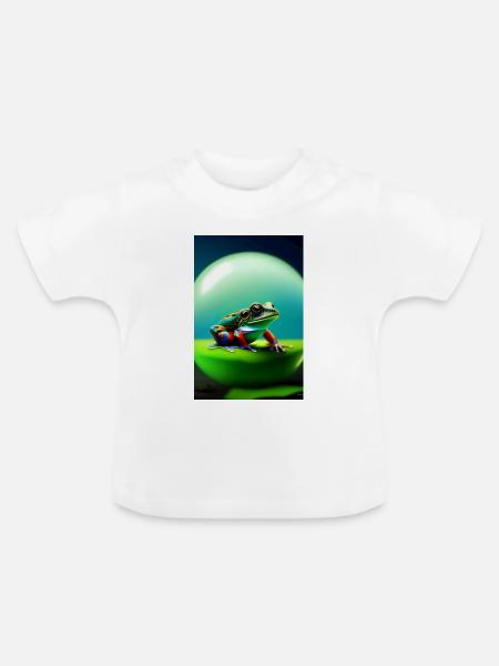 Bunter Frosch - Baby Bio-T-Shirt mit Rundhals - Weiß