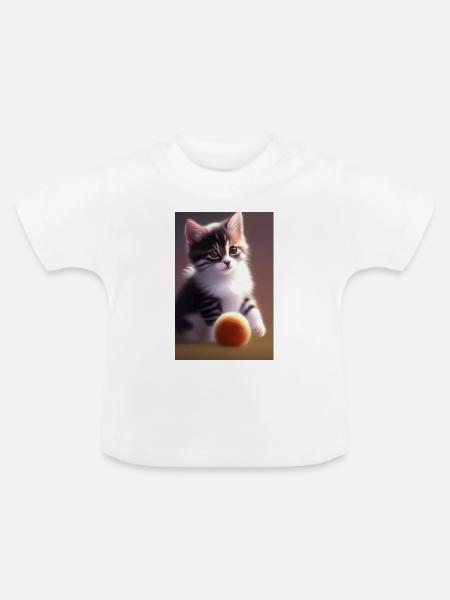 Baby Katze - Baby Bio-T-Shirt mit Rundhals - Weiß