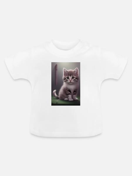Baby Katze - Baby Bio-T-Shirt mit Rundhals - Weiß