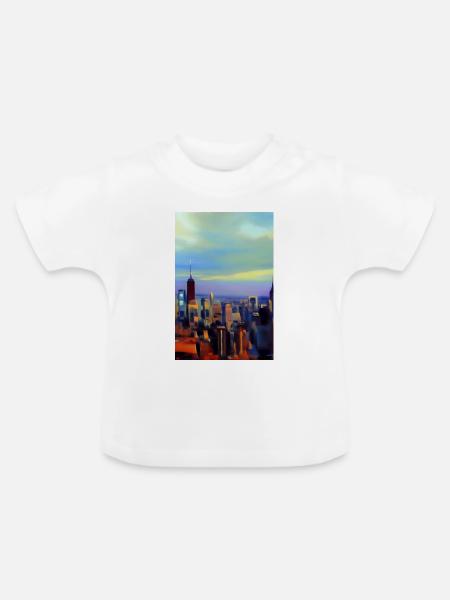 New York City Skyline - Baby Bio-T-Shirt mit Rundhals - Weiß
