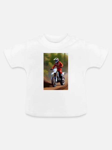 Motocross Fahren - Baby Bio-T-Shirt mit Rundhals - Weiß